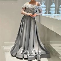 Lucy Grey Products Shiny Fabric Line A Party Dress Evening Satin Dresses Gala Robe De Soiree Femmes Party dresses Customized