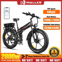 W Wallke-bicicleta eléctrica plegable X3, bici de montaña con Motor Dual de 1500W, 22AH/44Ah, neumático ancho de 26 pulgadas, con Control por aplicación