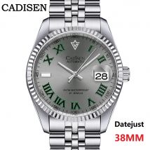 CADISEN 38 MM männer Automatische Mechanische Uhr Luxus AR Saphirglas Wasserdicht Edelstahl MIYOTA 8215 Reloj Hombre