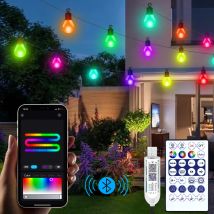 Luce a stringa LED impermeabile per esterni USB 15M 25 lampadine Lucine Bluetooth LED Ghirlanda Lampada Camera Giardino Campeggio Decorazioni natalizie