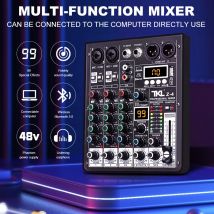TKL 4 canali 99 DSP Mixer audio 48V Phantom Power USB Mixer audio da studio Bluetooth Console DJ Mixing per Karaok