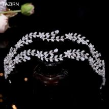 Luxury 3A Cubic Zirconia Double-row Bridal Headband Princess Extended Perimeter Full CZ Floral Headpiece Party Wedding Headdress