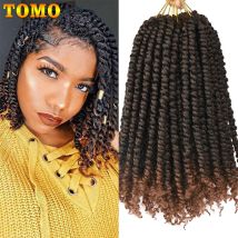 TOMO Passion Twist Crochet Hair, synthetisch, 12 Strähnen, Spring Twist, vorgeschlungene Häkelzöpfe, Haarverlängerung, Passion Twist für Frauen