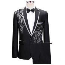 (Jacke + Hose) Herrenmode, Hochzeit, Bankett, Party, Blumenanzüge, Sänger, Pianist, Bühnenaufführung, Spleißkleid, Blazer und Hose