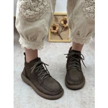 Birkuir Retro dicke Ferse Stiefeletten für Frauen Echt leder Schnür Seite Reiß verschlüsse High Top Schuhe elegante Luxus weiche Stiefel