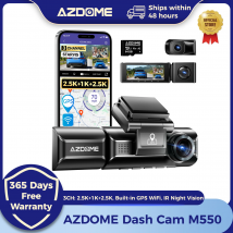 AZDOME M550 3 Kanal Dash Cam, Front Innen Hinten Drei Weg Auto Dash Kamera, 4K + 1080P Dual Kanal,