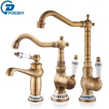 Rubinetto per bagno in ottone antico Beccuccio rotante Lavabo Miscelatore per lavabo Bagno Cucina Rubinetto per lavaggio Rubinetti per lavabo Miscelatori da cucina
