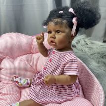 MRB 22 Inch Reborn Baby Doll Saskia African American Dark Skin Girl Doll Newborn Black Girl Collectible Art Doll Christmas Gift