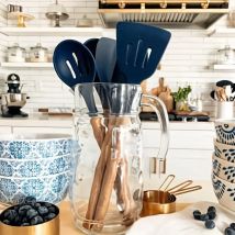 5 stücke Silikon Küchen utensilien Set hitze beständige Kochute nsilien Set mit Holzgriff, bpa frei, Küchen accesso