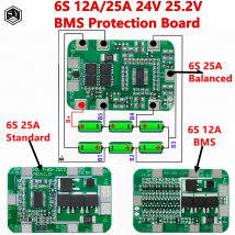 6S 12A/25A 24V 25.2V PCB BMS Płyta ochronna dla 6 sztuk 18650 Li-ion Moduł ogniwa baterii litowej Nowość Zrównoważony