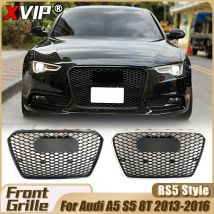 Xvip silber rahmen rs5 stil oberer grill mit chrom ring für audi a5 s5 8t 13-16 glänzend schwarz rs5 stil gitter mit chrom ring