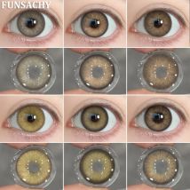 FUNSACHY 1 Paar farbige Kontaktlinsen für Augen, braune Naturfarblinsen, koreanische hochwertige weiche Augenkontaktlinsen, Kosmetik, Schüler