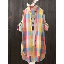 Frauen kariertes Baumwoll hemd schicke Frauen bluse elegant und Jugend frauen blusen neu in Außen kleidung koreanische Art weibliche Kleidung