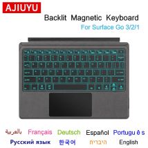 Teclado retroiluminado magnético AJIUYU para Microsoft Surface Go 3 1 2 Tablet PC Go3 Go2 Go1 10,1 cubierta de teclado de PC de 10,5 pulgadas
