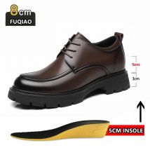 Unsichtbare, bequeme, erhöhte Schuhe für Herren, 3/6/8 cm dicke Plattform, echtes Leder, Herren-Kleiderschuhe, lässiger Aufzug-Derby-Schuh