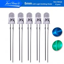 5 mm 2-polige Cyan-Eisblau 480 nm 490 nm DIP-LED-Leuchtdiode mit hoher Leuchtkraft DC3,2–3,4 V 20 mA für Ampeln