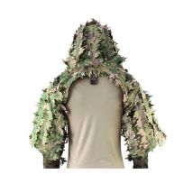 Tactical Ghillie Suit Breathable Ghillie Viper Hood with 3D Leafy Stripes Sniper Coat for Wargame, Hunting, CS