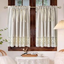Maschinenwaschbare kleine Fenstervorhänge für die Küche, Küchenvorhänge im Apartment-Stil, Halbvorhänge im Café-Stil, erschwinglicher Leinenvorhang