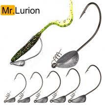 Mrlurion 3,5 g 5 g 7 g 10 g 15 g 21 g Jigkopf Angelhaken Tackle für weichen Wurm Köder Köder, mit Spin Lock Pin Spinner Köderhaken