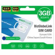 EIOTCLUB Europe SIM-Karte, Verwendung in Europa/US/China/Japan/Südkorea, Global Travel SIM für Mobiltelefone, WLAN-Router, Hotspot