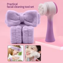 Silikon-Gesichtsreinigungsbürste, Massagepflege, Gesichtsbürste, Spa-Stirnband und Armband-Set, Hautpflege-Stirnband