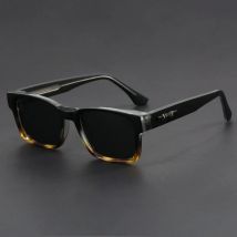 Occhiali da Sole Quadrati Retrò alla Moda con Montatura Completa Nera e Stampa Leopardata, Anti-UV, per Uomo, Stile Letterario Giapponese Semplice