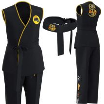 Karate Kinder Spiel Cosplay Cobra Kai Cosplay Kostüm Kind Aldult Schwarz Weiß Kimono Uniform Stirnband Karneval Party Anzug Trainingsanzug