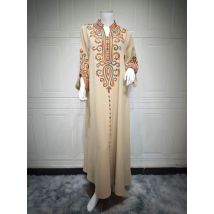 Autumn and Winter Muslim Luxury Fashion Women's Clothing Embroidery Middle East Africa Islamic Robe Saudi Arabia Dress