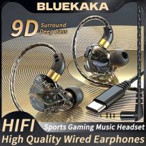 BLUEKAKA 3.5mm Jack Tipo C Spina Cuffie cablate HIFI Bass Auricolare In-Ear Auricolare Gamer Auricolari vivavoce per Samsung Per iPhone