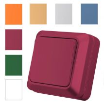 Roter Wippschalter aus Sprühkunststoff, EU-Standard, flammhemmend, Wandmontage, 1 Gang, 1-Wege-Ein/Aus-Taste, Lichtschalter, klassische Oberfläche