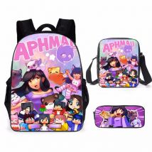 3Pcs Set Aphmau Mochila Fashion backpack student school bag travel backpack Laptop Storage bag Bookbags cosplay bag Pencil bag