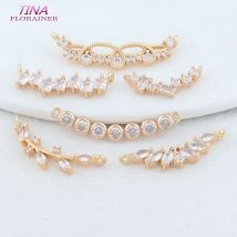 25MM 33MM 14K Gold Farbe Messing mit Zirkon Blumen Charms Anhänger Anschlüsse Halskette Schmuck Machen Liefert Zubehör