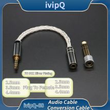 IvipQ 8-rdzeniowy srebrny kabel adapterowy 4,4 mm do 2,5 mm/3,5 mm zbalansowany żeński dla ZSX C12 ZSN V90 BA5ZS10 Pro
