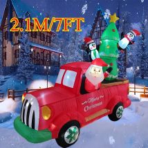 Aufblasbares Spielzeug, Weihnachtsmann, Weihnachtsbaum, LKW, Weihnachtsdekoration, 2,7 m/8,8 ft, integrierte LED-Leuchten, Urlaubsmodell, Weihnachtsparty-Dekoration