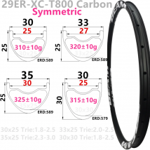 [CBZ29XCSL-MTB] Symmetrischen 310g 30x25mm 30x30mm 35x25mm 36x30mm 33x25mm 29er mtb rad HooklessTubeless 29er carbon mtb felgen