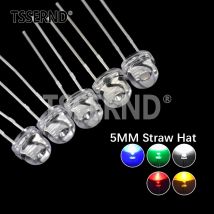 50 Stück 5 mm Strohhut-LED, superhell, weiß, 0,3 W, 0,5 W, 0,75 W Leistung, Leuchtdiode, Rot, Gelb, Grün, Blau, Warmweiß, Orange