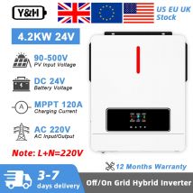 Y&H 4200W Inverter solare ibrido 24Vdc a 220Vac On/Off Grid Inverter On/Off Onverter a onda sinusoidale pura MPPT 120A Regolatore di carica solare