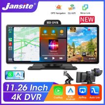 11,26 Zoll 4K DVR Wireless CarPlay & Android Auto Dash Cam Bluetooth Audio GPS Navigation Dashboard Dual Lens Video Recorder