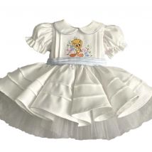 0-12Y Baby Girl Summer Yellow Duck Embroidery White Dress for Birthday Photography Holiday Eid Casual B268