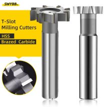 SWYBB T-Nut-Fräser HSS Schnellarbeitsstahl Hartmetall-Nut-Schaftfräser Bearbeitung von Stahl, Metall, Aluminium, Durchmesser 8–80