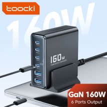 Toocki Gan 160W USB Tipo C Caricatore Porte multiple PD PPS QC4.0 Caricatore rapido da tavolo per iPhone 16 15 Samsung S23 MacBook iPad