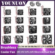 YOUNUON DC 5V/12V/24V 30MM/40MM/50MM/60MM/70MM/80MM/90MM/120MM/140MM Lüfter DC Bürstenloser Lüfter PC Laptop Computer Gehäuselüfter