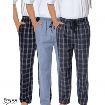3 stücke männer Herbst Pyjama Hosen Baumwolle Plaid Casual Elastische Taille Mit Kordelzug Taschen Lose Hause Schlafen Böden