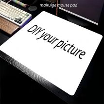 Maßgeschneidertes Mauspad, 45 x 40, groß, für Computer, Büro, Spiel, Tastaturmatten, Gummi, rutschfest, 22 x 18, kleine DIY-Logo-Textbilder, Schreibtischunterlagen