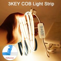 Strisce luminose a LED COB USB 5V con dimmer a 3 tasti Nastro a diodi flessibile Bianco caldo per la luce dell'armadio con retroilluminazione dello specchio TV della stanza