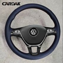 Full Black Leather Steering Wheel Cover For Volkswagen VW Amarok T6 California Caravelle Kombi Multivan Transporter 2015-2021