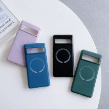 Magnetische kabellose Ladehüllen für Google Pixel 8 8A 7 7A 6 6A 5 5A Pro Dual Layer Cover Google8A 8Pro 7Pro Flüssigsilikontaschen