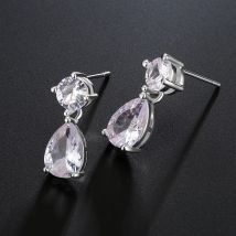 ZAKOL Klassische Geometrische Wasser Tropfen Zirkon Braut Ohrringe AAA Klar Kristall Luxus Hochzeit Schmuck für Frauen