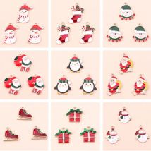 10 teile/los Mix Emaille Weihnachten Santa Claus Schneemann Stiefel Charms Anhänger für Schmuck Machen Ohrringe Halsketten DIY Handwerk Versorgung