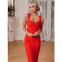 Midi Verband Kleid Frauen rot Party Kleid Bodycon elegant sexy V-förmigen Spaghetti träger Abend Geburtstag Club Outfit 2023 Sommer